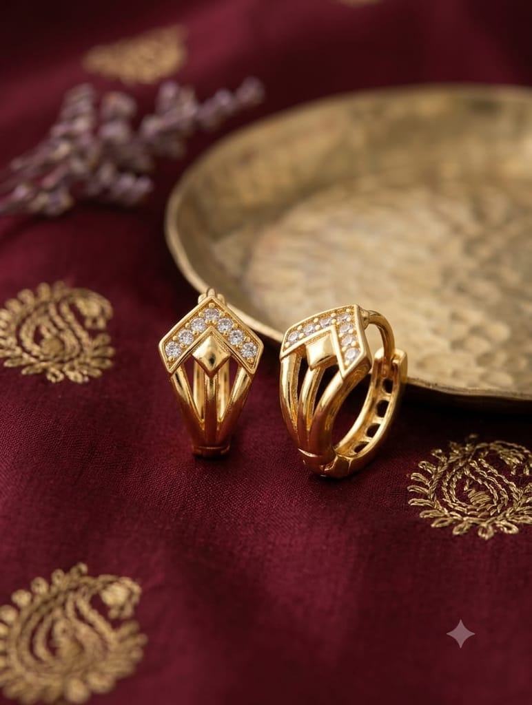 Gold-Plated CZ Stone Hoop Earrings - Earrings | Buy online on ZillyBuy