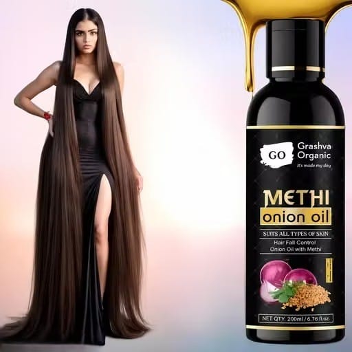 Grashva Organic Methi Onion Hair Oil for Hair Fall Control