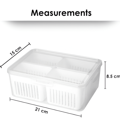 Navya Kitchenware 4-in-1 Grid Fridge Storage Containers, Organizer with Lid storage box