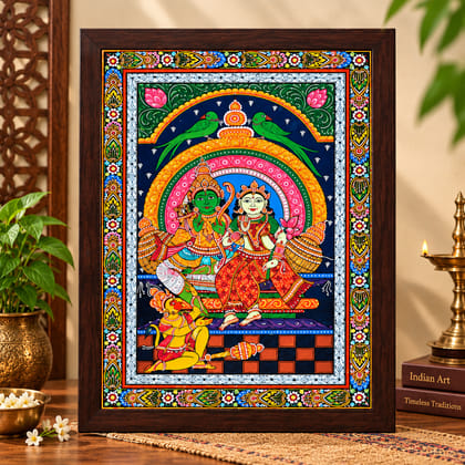Rama Sita and Hanuman Orissa Pattachitra Painting (Size: 19 x 13 Inches )