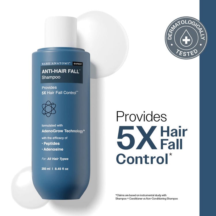 Bare Anatomy Anti-Hair Fall Shampoo 5X Hair Fall Control With Peptides (250ml)