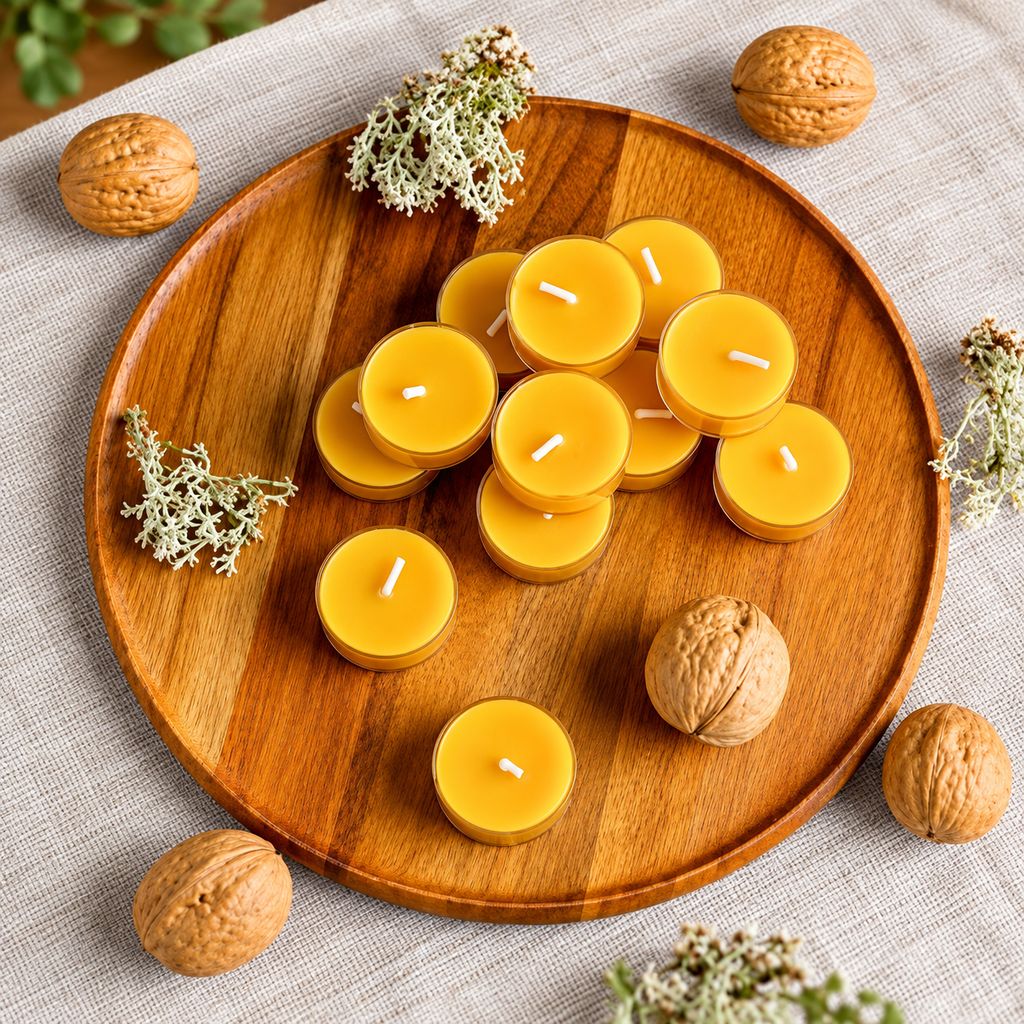 Pure Beeswax Tealight Candles - Set of 8 - Pooja Needs | Buy online on ZillyBuy