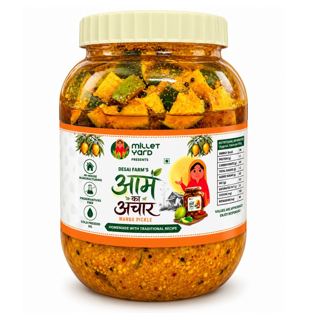 Millet Yard Premium Traditional(Aam Ka Achaar) – Authentic Indian Homemade Style Mango Pickle | 1 kg