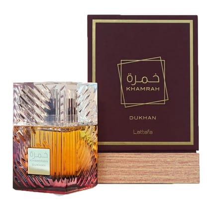 Lattafa Khamrah Dukhan Eau De Parfum 100ml for Men Premium Smoky Warm Spicy Sweet Woody Long Lasting Luxury Masculine Fragrance