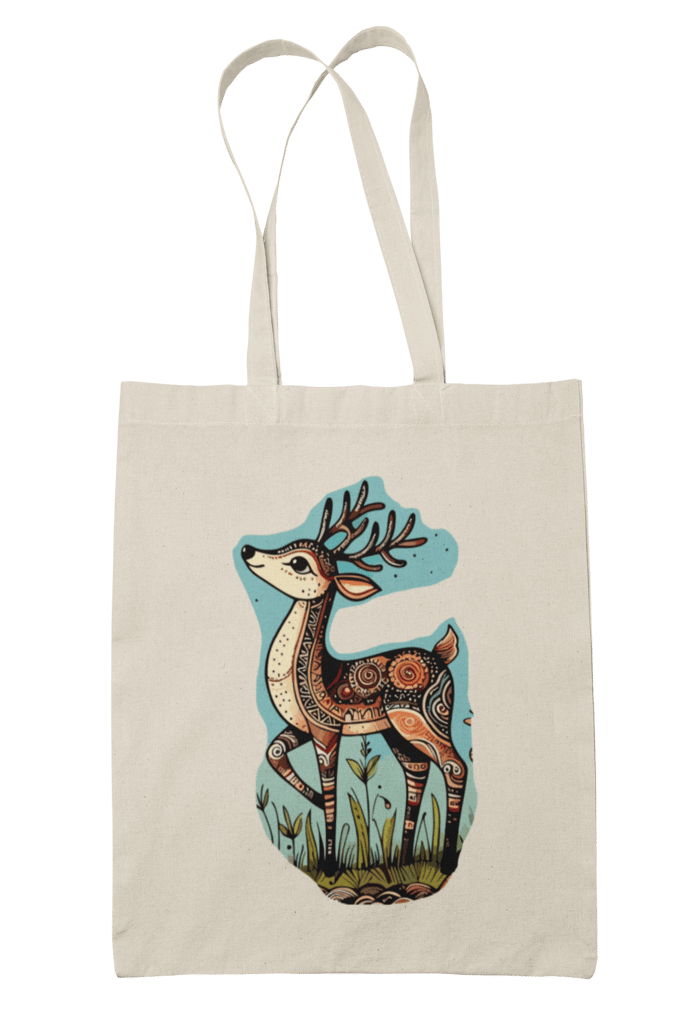 Prakrut India Women's Printed Cotton Zipper Tote Bag – Stylish Cream Shoulder Bag with Long Handles for College, Work & Travel