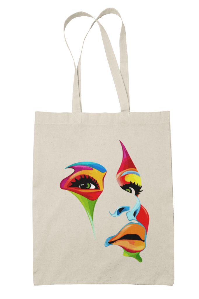 Prakrut India Abstract Graphic Printed Cotton Zipper Tote Bag, Stylish Shoulder Carry Bag with Long Handles & Inner Pocket, Casual Shopping Tote for College, Work, Travel (Cream)