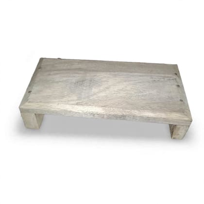 Handcrafted Solid Wood Puja Chowki & Bajot Sitting Stool (11x6x3 Inch, Natural Finish)