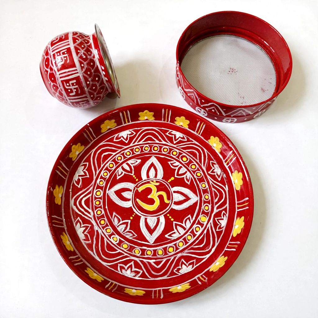 Karwa Chauth Thali Set Aipan Design 