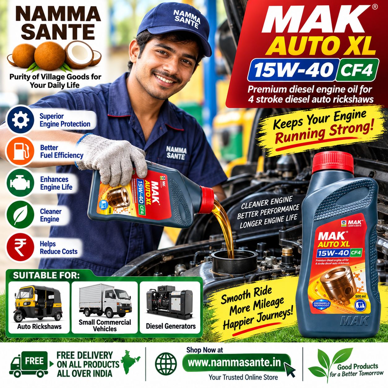 MAK Auto XL 15W-40 CF4 Diesel Engine Oil 500ml