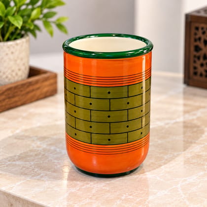 Etikoppaka Wooden Handmade Pen Holder Orange