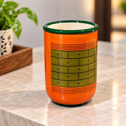 Etikoppaka Wooden Handmade Pen Holder Orange