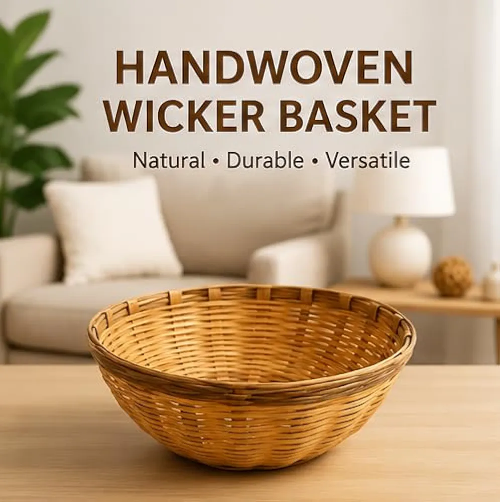 Handwoven Bamboo Tokri, 30cm, Natural Storage Basket for Pooja, Fruits & Vegetables, Traditional Handcrafted, Pack of 1 Amazon's Choice