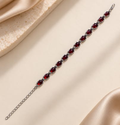 Women’s Red Beaded Bracelet with Adjustable Chain