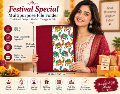Eco friendly Diwali Handmade Camel Print A4 File Folder Rajasthani Camel Design Document Holder, File Folder, Document File Folder, Office File Folder,A4 File Folder 