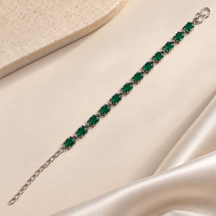 Elegant Green Beaded Bracelet with Silver Chain