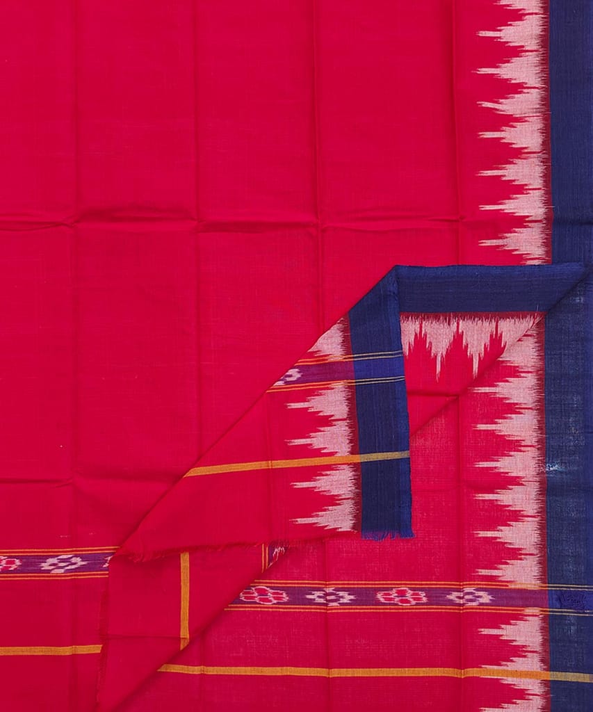 Red Blue Sambalpuri Handwoven Cotton Gamuchha SFCGAM1743 - Towels | Buy online on ZillyBuy