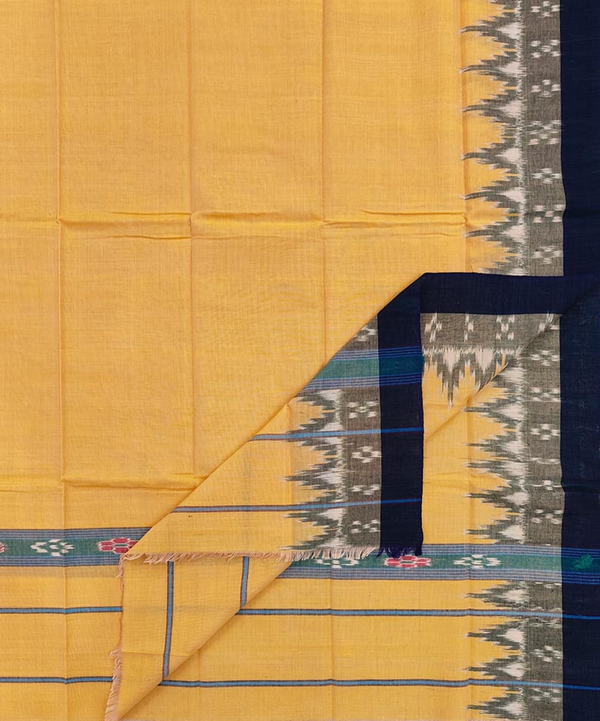 Yellow Blue Sambalpuri Handwoven Cotton Gamuchha SFCGAM1741 - Towels | Buy online on ZillyBuy