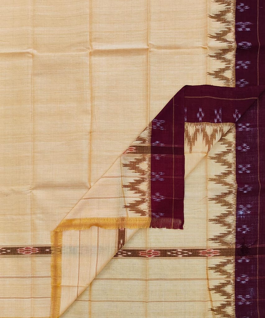 Yellow Maroon Sambalpuri Handwoven Cotton Gamuchha SFCGAM1747 - Towels | Buy online on ZillyBuy