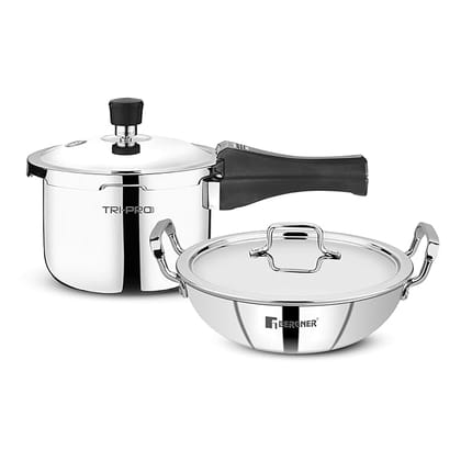 Bergner T-Ply Cooker 3 L + T-Ply Kadai 24