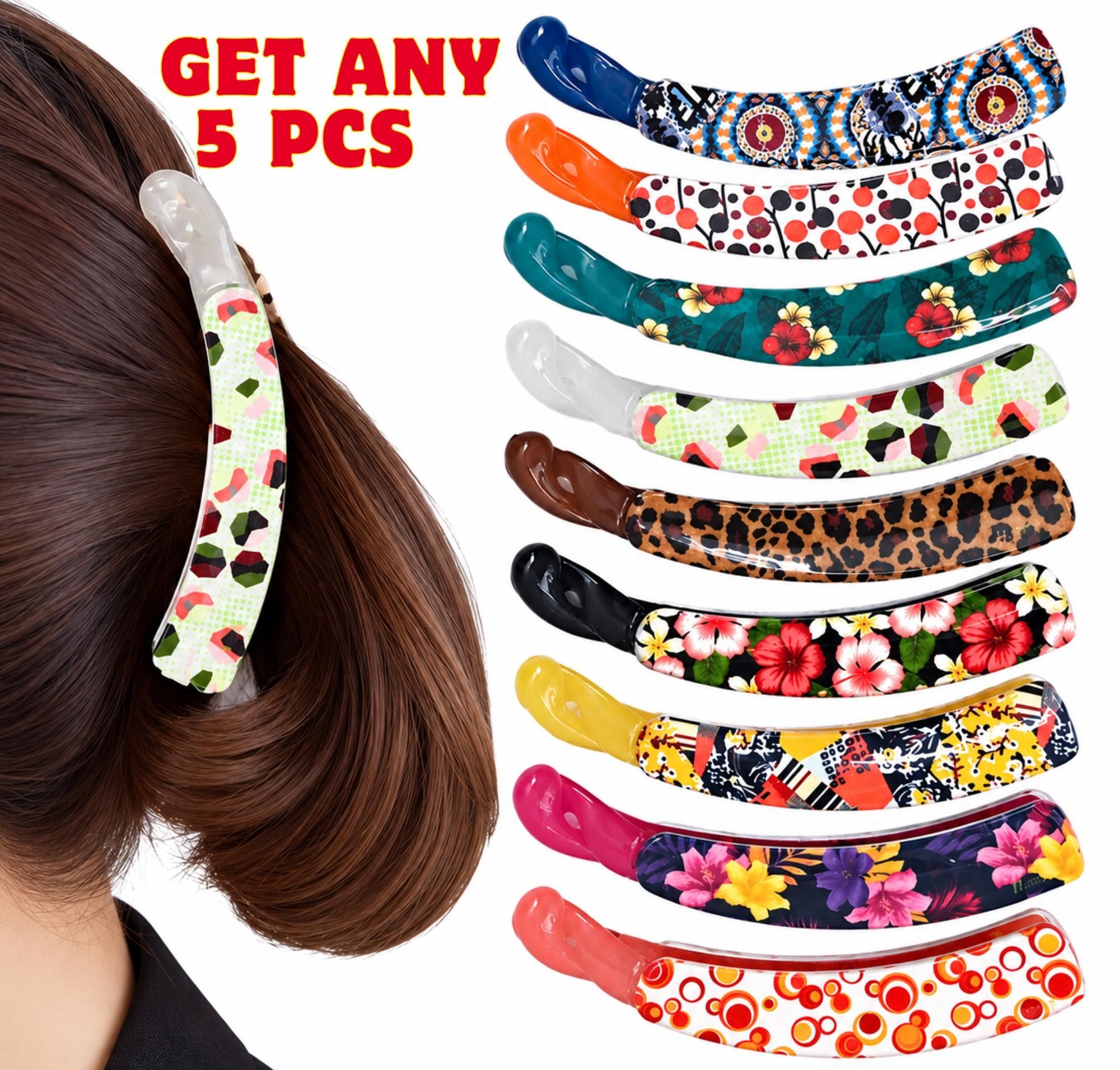 Women’s Multicolor Decorative Hair Claw Clip-Pack Of 5