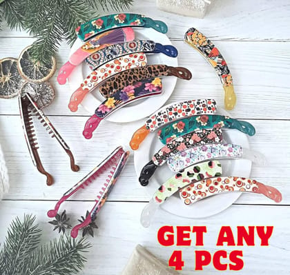 Trendy Multicolor Designer Hair Clips for Women & Girls Set of 4 Trendy Multicolor Designer Hair Clips for Women & Girls Set of 4