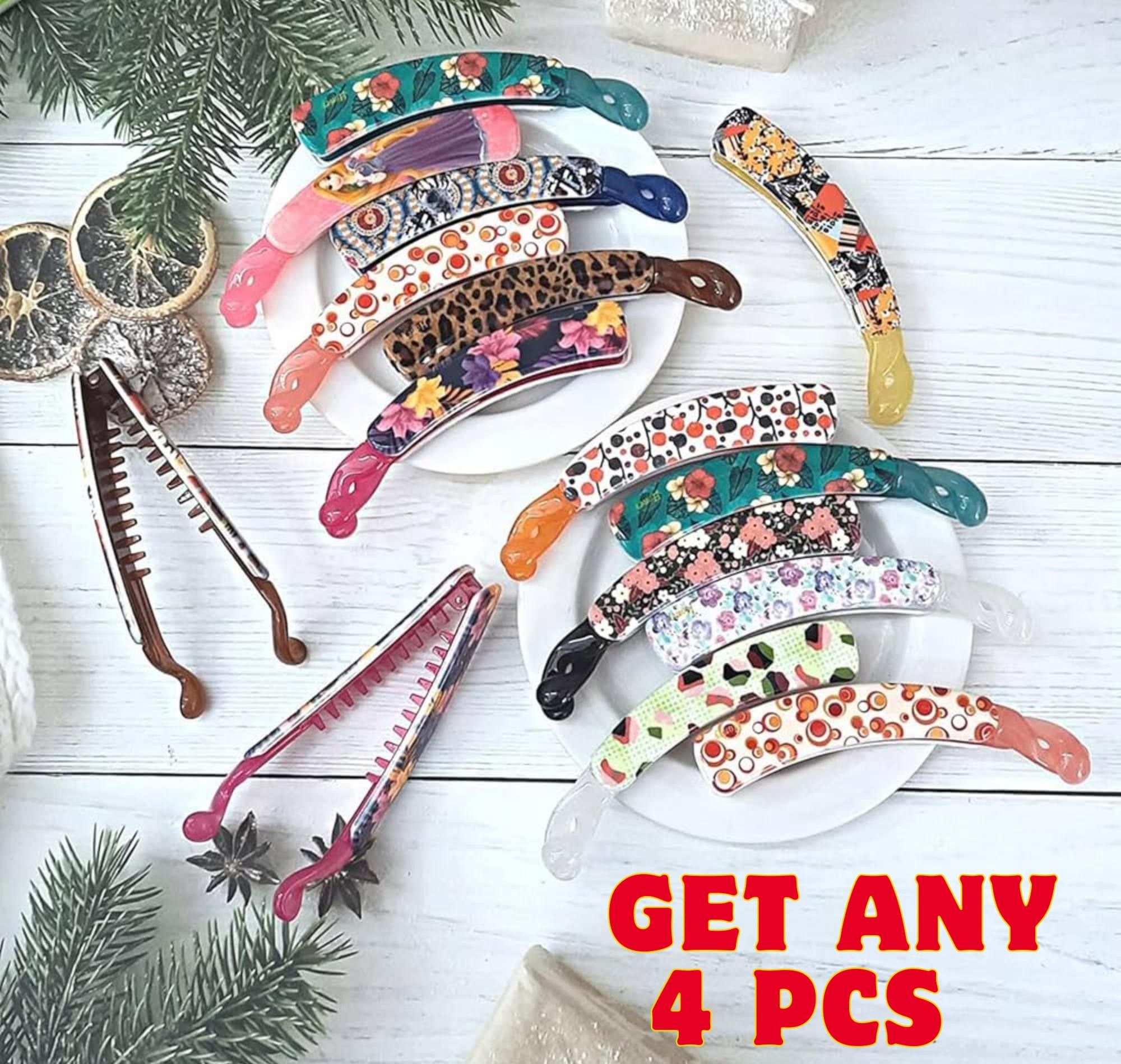 Trendy Multicolor Designer Hair Clips for Women & Girls Set of 4