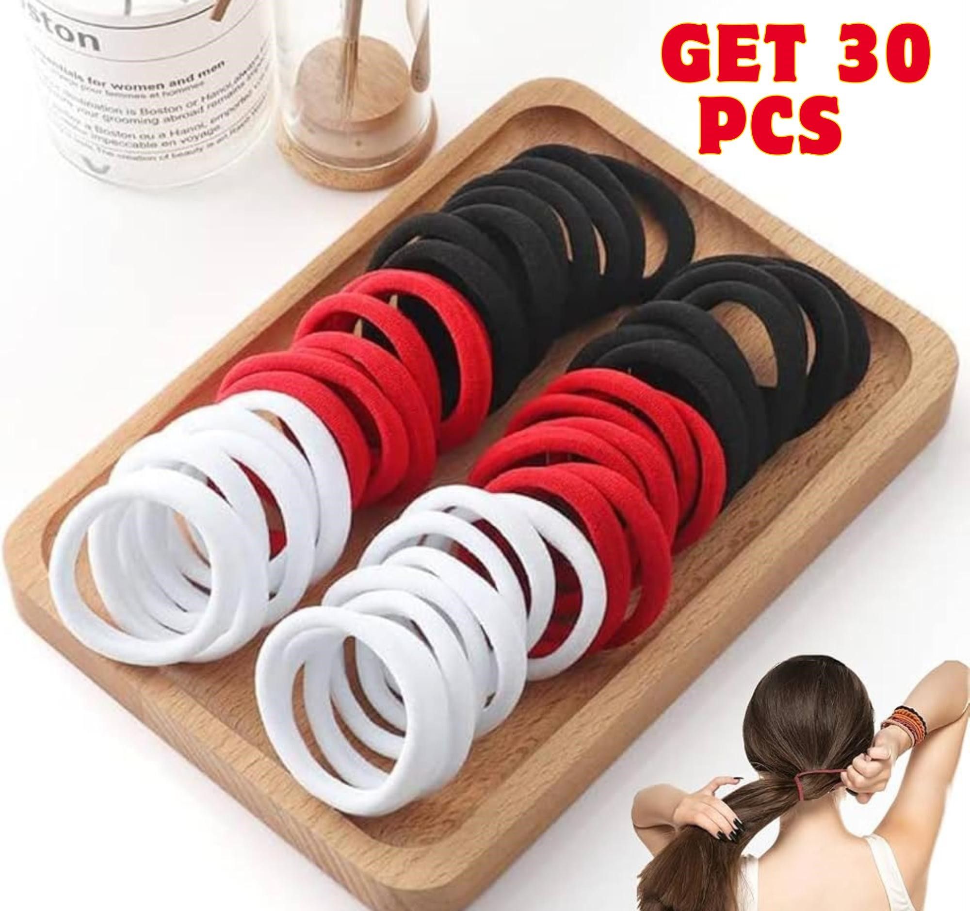 Set of 30 Multicolor Elastic Hair Bands for Women & Girls
