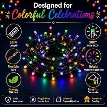 Serial String/Fairy Light | Plug Sourced | Suitable for Home & Outdoor Decoration, Diwali, Christmas, Ramadan, Wedding, Party, Festival 12m 40LED(Pack of 1, Multicolor) - Party and Festive Needs | Buy online on ZillyBuy