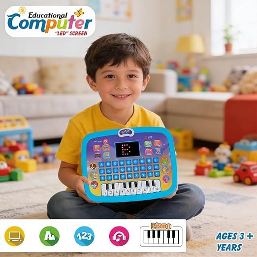 Educational Computer Kids Piano Laptop with Led Screen & Music | Fun Activities Toy Computer Tablet for Kids Toddlers 1 2 3 4 5 6 + Year Old Boy and Girls