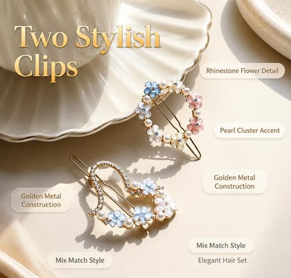 2 pcs Flower Hair Clip Set for Women 