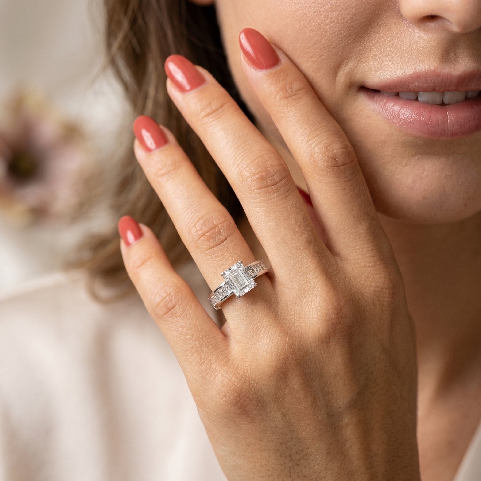 Xeeva Adjustable Emerald Cut American Diamond Silver Plated Ring