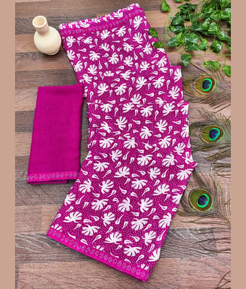 ANAND SAREES Georgette Printed Regular Saree With Unstitched Blouse Piece ( Pink )