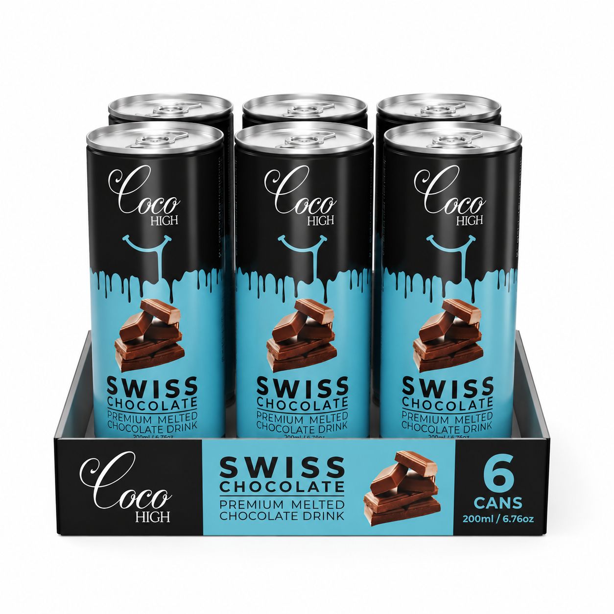 COCOHIGH Swiss Chocolate Drink Can - 200 ml (Pack of 6)