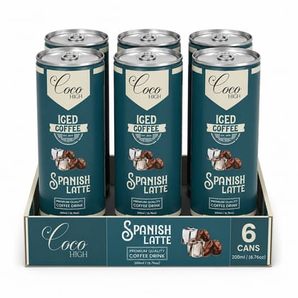 COCOHIGH Spanish Latte Cold Coffee Drink Can - 200 ml (Pack Of 6)