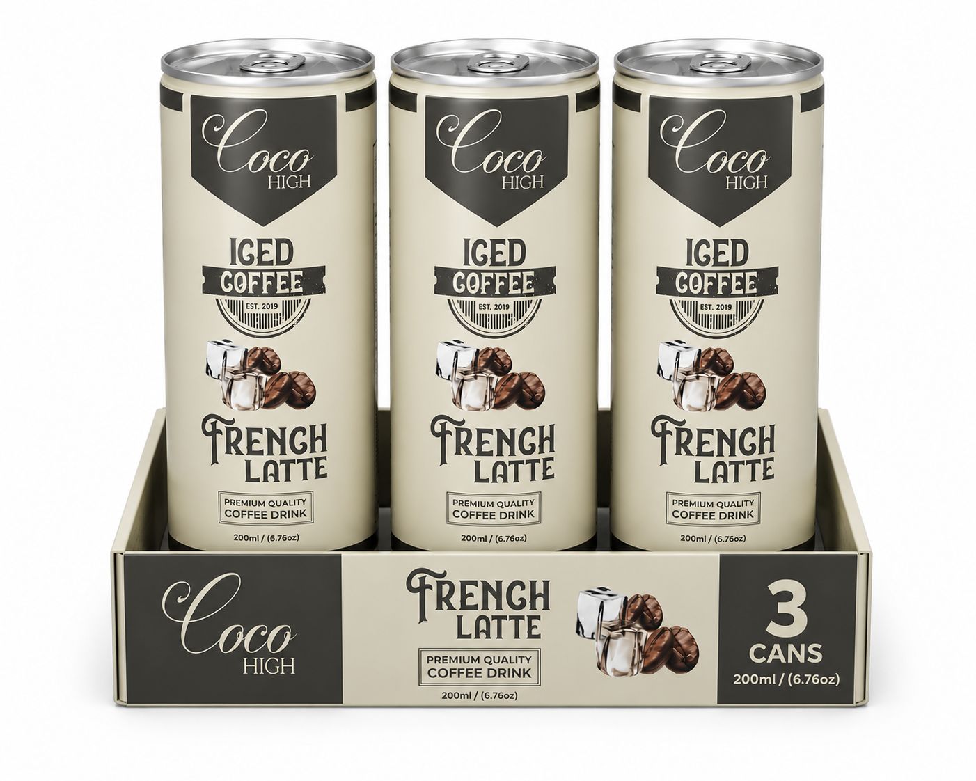 COCOHIGH French Latte Cold Coffee - 200ml (Pack Of 3)