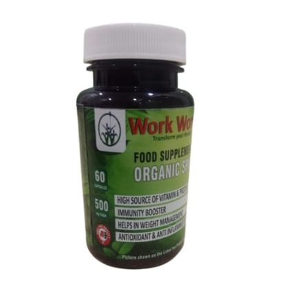 Work Wonders Organic Spirulina Capsules,Rich In Antioxidants,Immune Support,High In Amino Acids Certified & Natural Gluten-free High Source Of Vitamin & Protein Immunity Booster (Box Contain 60 capsules)