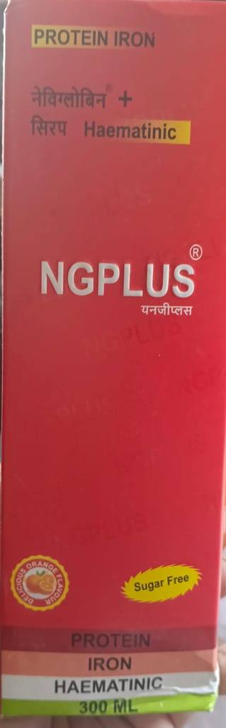 NGPLUS Protein Iron Haematinic Syrup, Sugar Free, Orange, 300ml