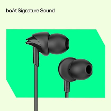 boAt BassHeads 212L Wired in-Ear Earphones with 10mm Drivers, Deep Bass, in-Line Mic, 3.5mm L-Shaped Jack, 120cm Durable Cable, Comfortable ABS Eartips, Universal Compatibility (Active Black)