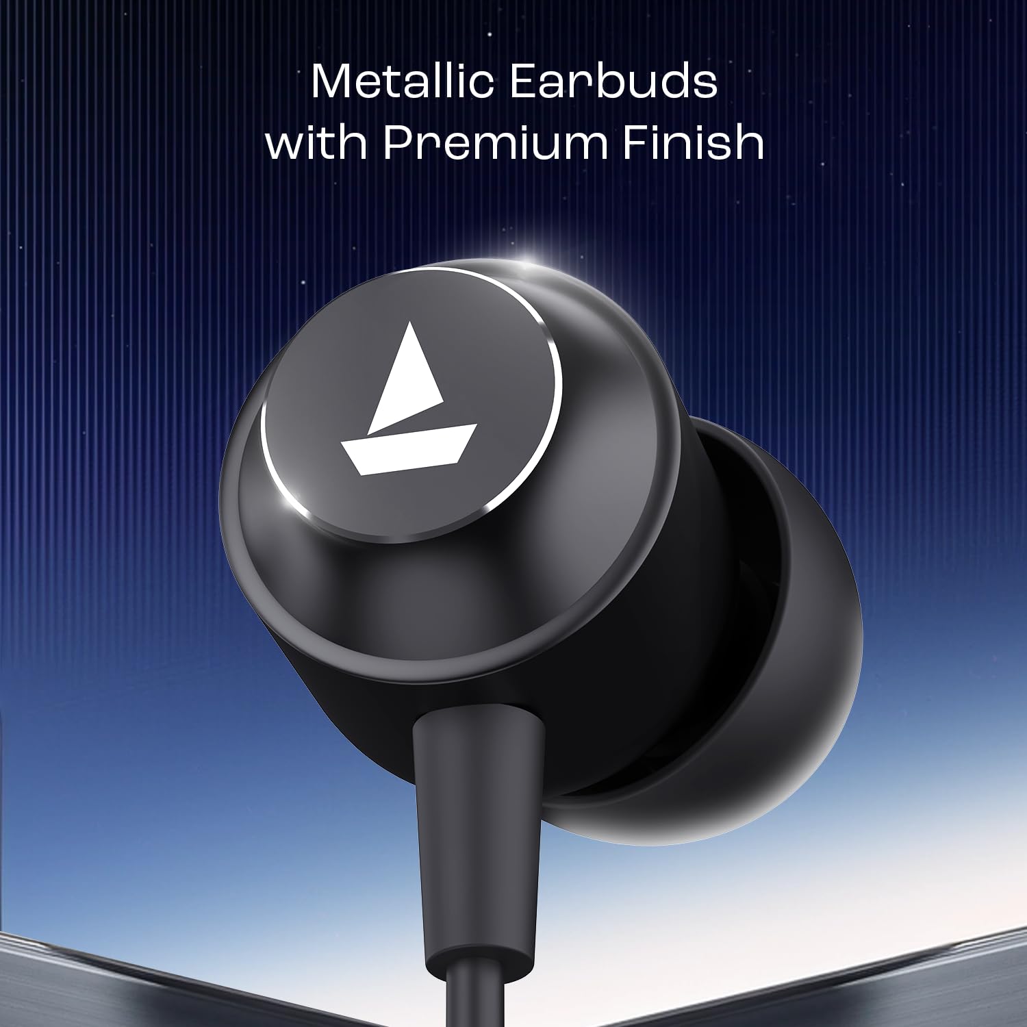 boAt BassHeads 162 V2 Wired Earphones with 10mm Drivers, Metallic Earbuds, Integrated Controls, In-Line Microphone, Ergonomic Fit, Braided Cable & 3.5mm Jack