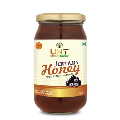UNT Naturals Raw Jamun Honey | 100% Pure & Natural | Low Glycemic Index | Diabetic-Friendly & Immunity Booster | 500g Glass Jar