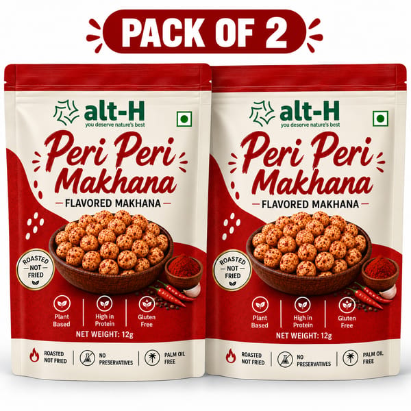 alt-H Roasted Peri Peri Makhana Pack of 2 (12g each) - Healthy Protein Snack