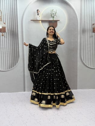 Black Lehenga Choli for Women - Bollywood Style Wedding Lehenga - Festive Wear