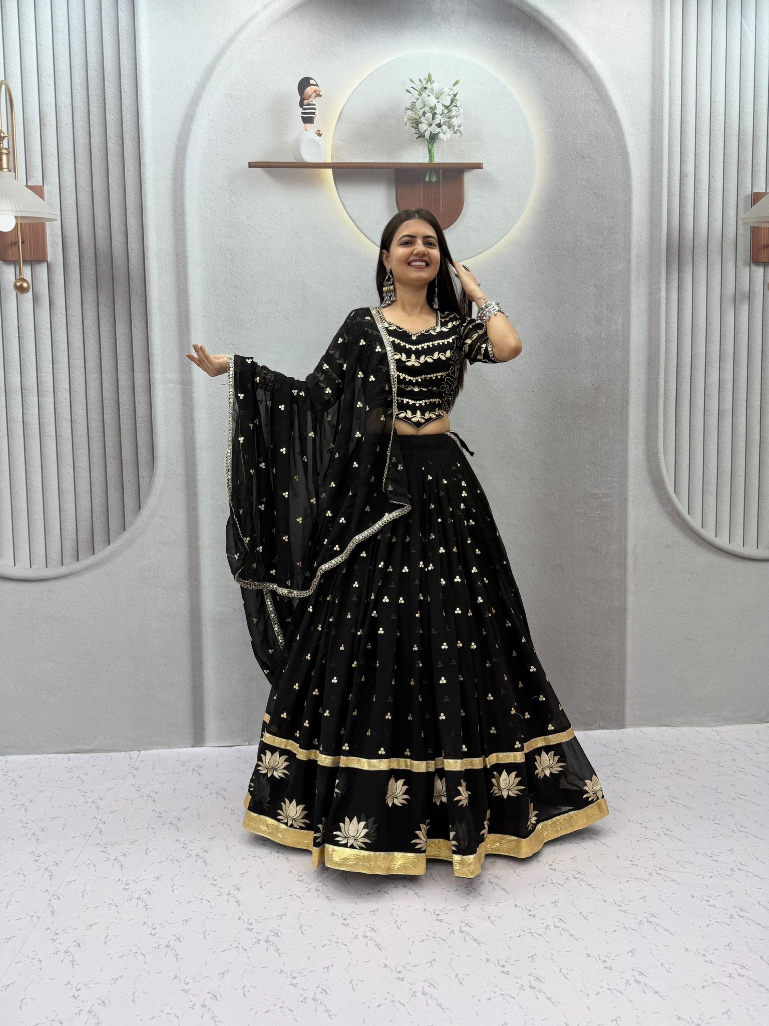 Black Lehenga Choli for Women - Bollywood Style Wedding Lehenga - Festive Wear