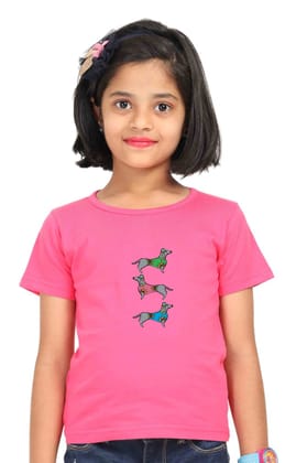 Round Neck T-Shirt (Girls) - Three Daschunds (5 Colours)