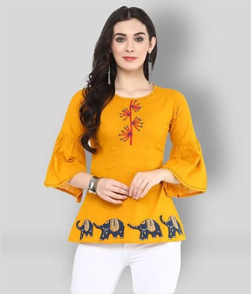 Yash Gallery Yellow Cotton Women's A-Line Top ( Pack of 1 )