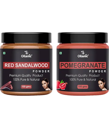 Oilanic 100% Red Sandalwood Powder & Pomegranate Powder For Skin Hair Mask 200 g Pack of 2