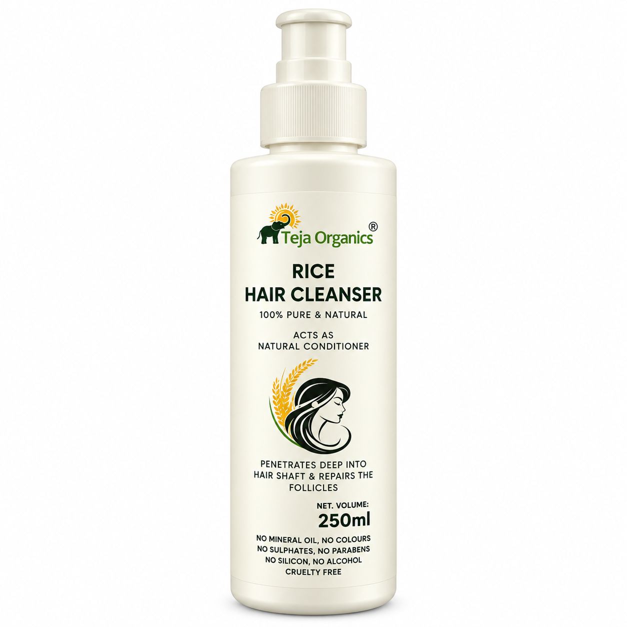 Rice Hair Cleanser 250 ml | Enriched with sandalwood essential oil  | Smooth, Strong & Shiny Hair | Acts as an Natural Conditioner