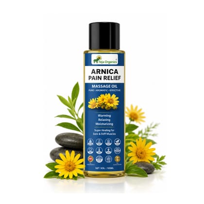 Arnica Pain Relief Massage Oil 100ml | Known as a panacea for all forms of pain | Supports Joint & Muscle Comfort | Healing for Sore & Stiff Muscles | Relief from Joint, Knee, Back, Wrist, Ankle, Foot and Neck Pain 