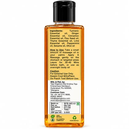 Belly Fat Burning Herbal Massage Oil 200ml | Firming & Toning  |  For Abdomen, Waist & Body