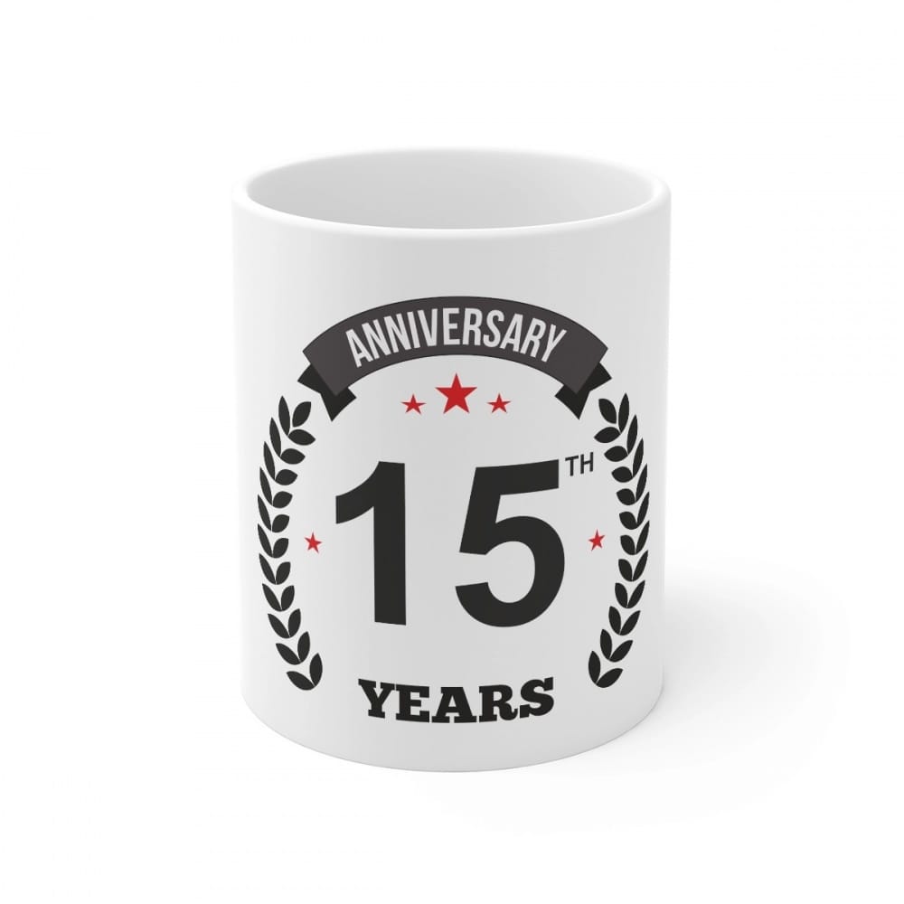 Generic Ceramic 15th Anniversary Printed Coffee Mug (Color: White, Capacity:330ml) - Toys and Games | Buy online on ZillyBuy